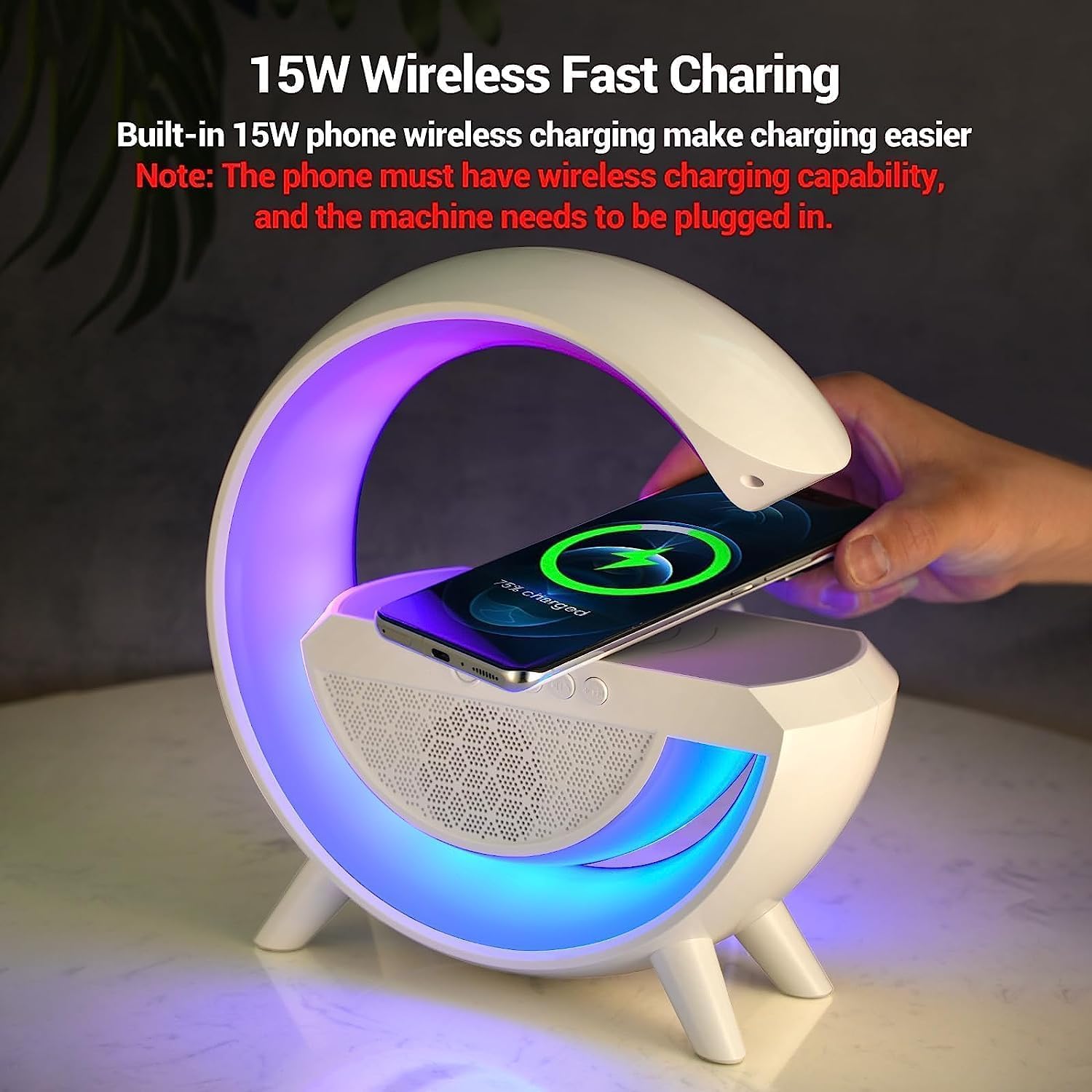 Bluetooth Speaker & FM Radio With Wireless Mobile Charger, LED Table Lamp Color Changing Rechargeable Desk Lights Code : 4147