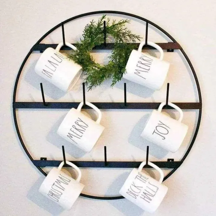Cup & mug stand High Quality 10 hooks for Hanging Glass stand- Round mugself for wall Hanging