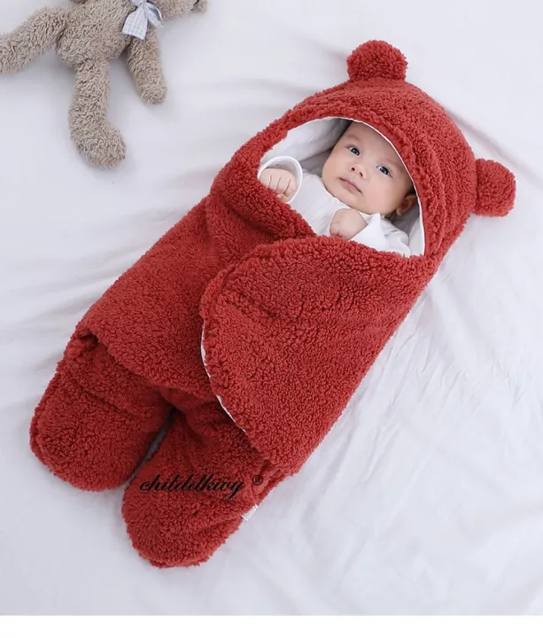 Cute Baby Cocoon Sleeping Bag Ultra-Soft Fluffy Fleece Newborn Receiving Blanket Infant Boys Girls Clothes Sleep Nursery Wrap Swaddle For (0-6 Month )