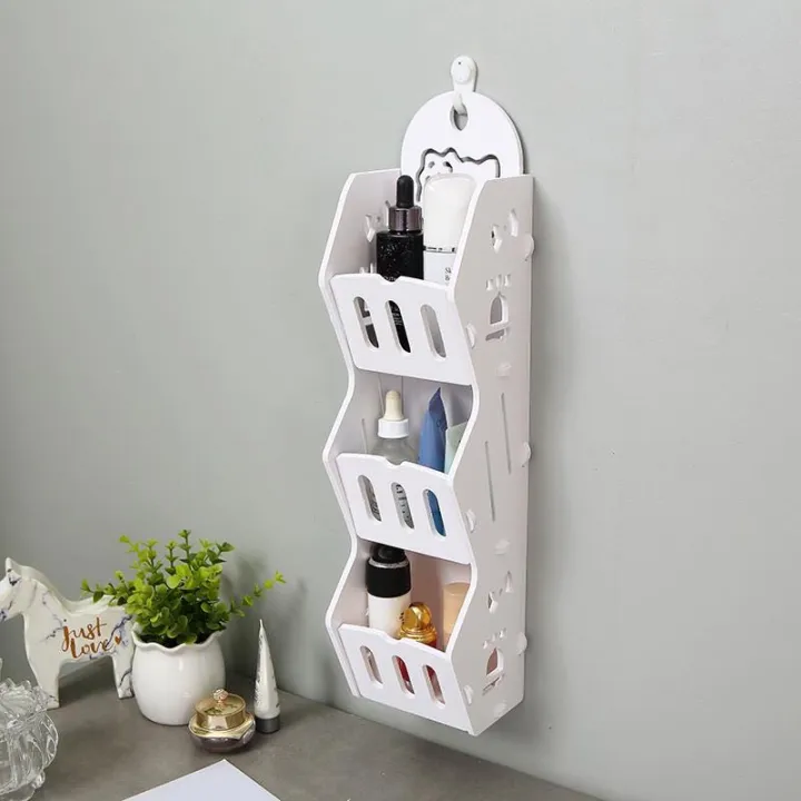 3 Layers Pvc Plastic Storage Durable Rack Shelf Wall Hanging Organizer For Bathroom Cosmetics Makeup Storage- Bathroom Shelf Organizer