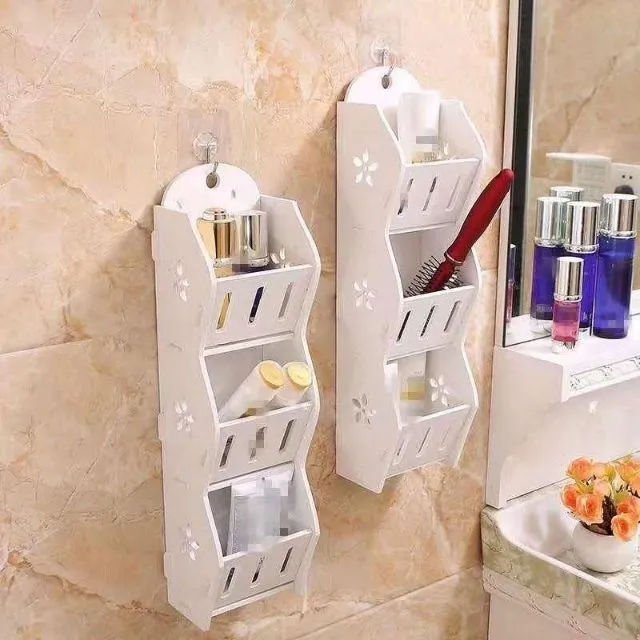 New 3 Layers Wood Storage Durable Rack Shelf Wall Hanging Organizer For Bathroom Cosmetics Makeup Storage