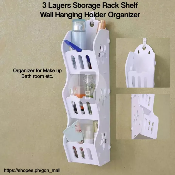New 3 Layers Wood Storage Durable Rack Shelf Wall Hanging Organizer For Bathroom Cosmetics Makeup Storage