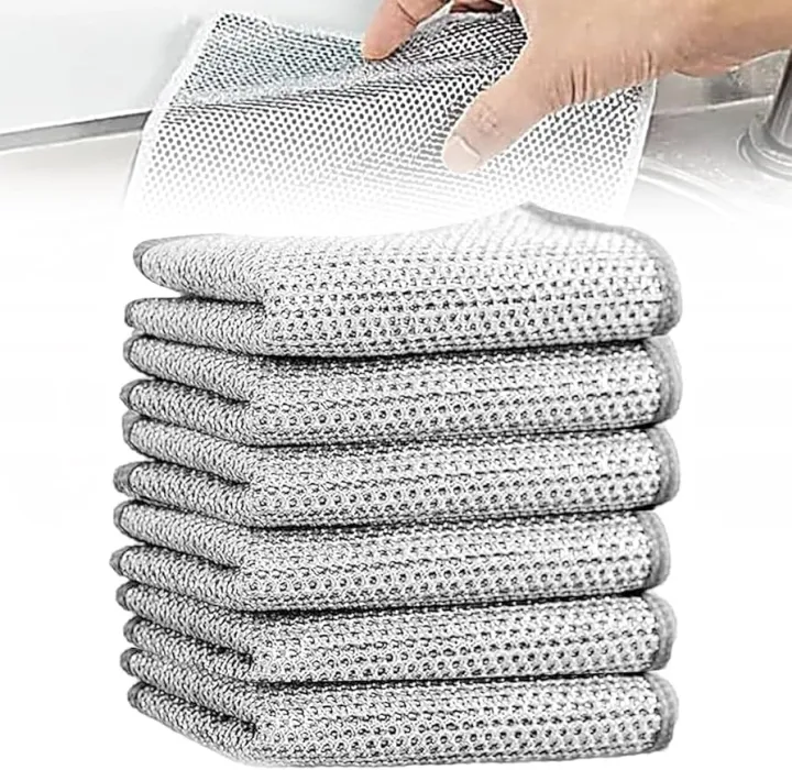 12 Pcs Magic Cleaning Cloth Kitchen Dishwashing Towel Metal Steel Wire Cleaning Rag For Dish Pot Cleaning Tools-Dhaka shopping zone-Dish Cloth & Towels