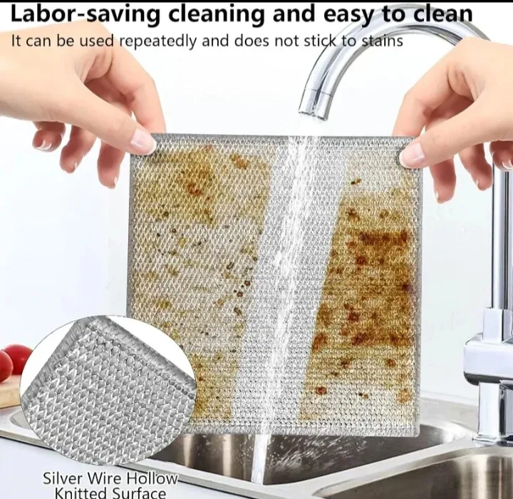 12 Pcs Magic Cleaning Cloth Kitchen Dishwashing Towel Metal Steel Wire Cleaning Rag For Dish Pot Cleaning Tools-Dhaka shopping zone-Dish Cloth & Towels