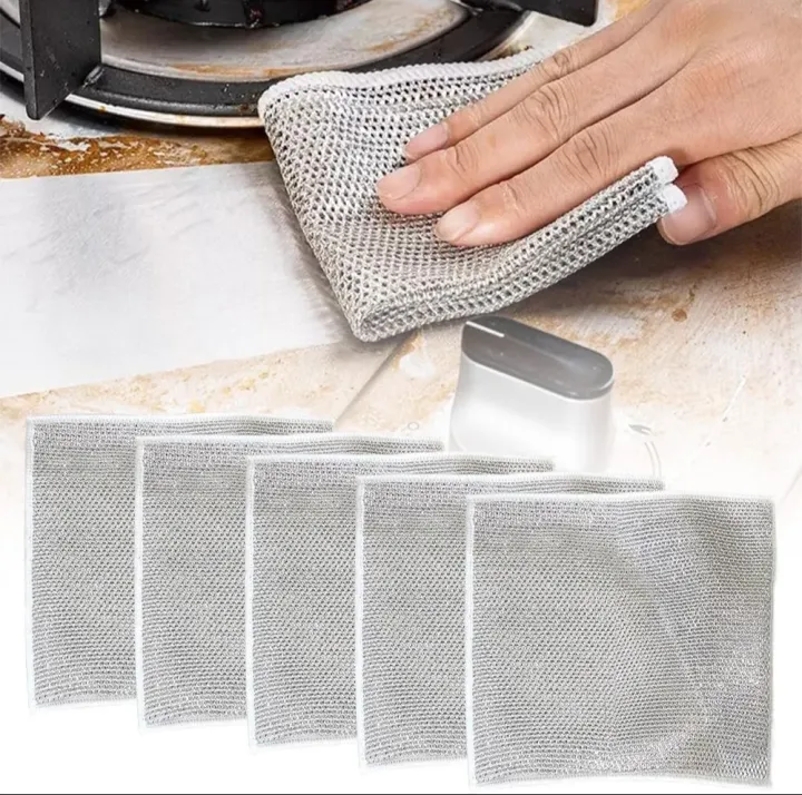 12 Pcs Magic Cleaning Cloth Kitchen Dishwashing Towel Metal Steel Wire Cleaning Rag For Dish Pot Cleaning Tools-Dhaka shopping zone-Dish Cloth & Towels