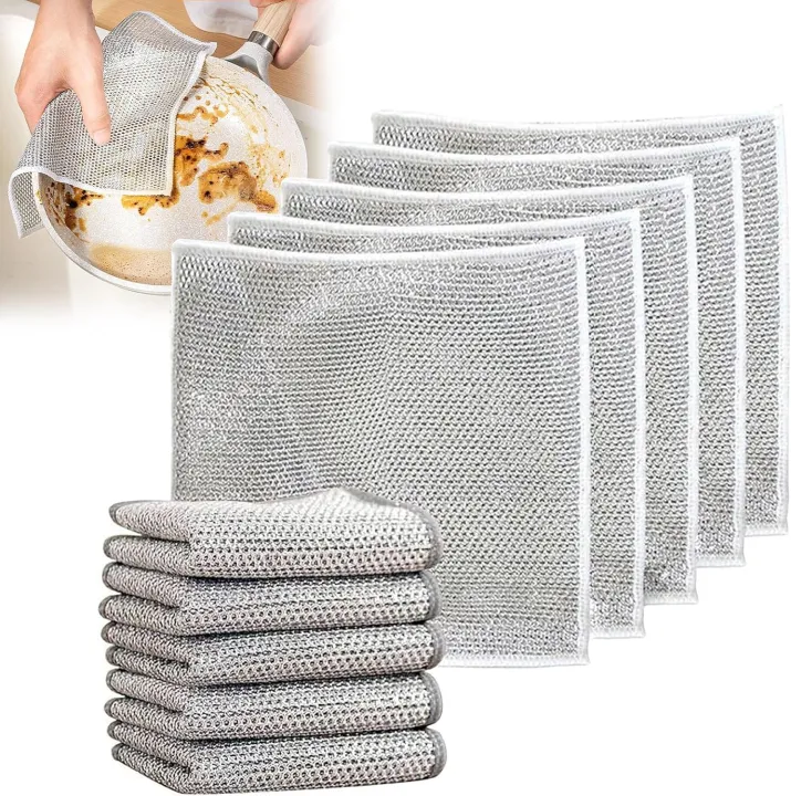 12 Pcs Magic Cleaning Cloth Kitchen Dishwashing Towel Metal Steel Wire Cleaning Rag For Dish Pot Cleaning Tools-Dhaka shopping zone-Dish Cloth & Towels